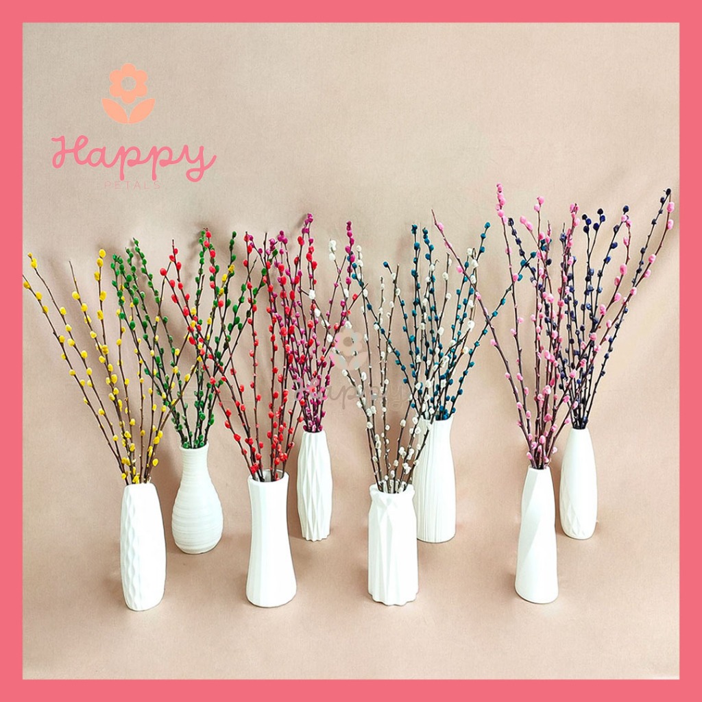 (9pcs) Dried Pussy Willow Bunga Imlek 2023 Dekorasi Happy Chinese New Year Decoration CNY Bunga Keri