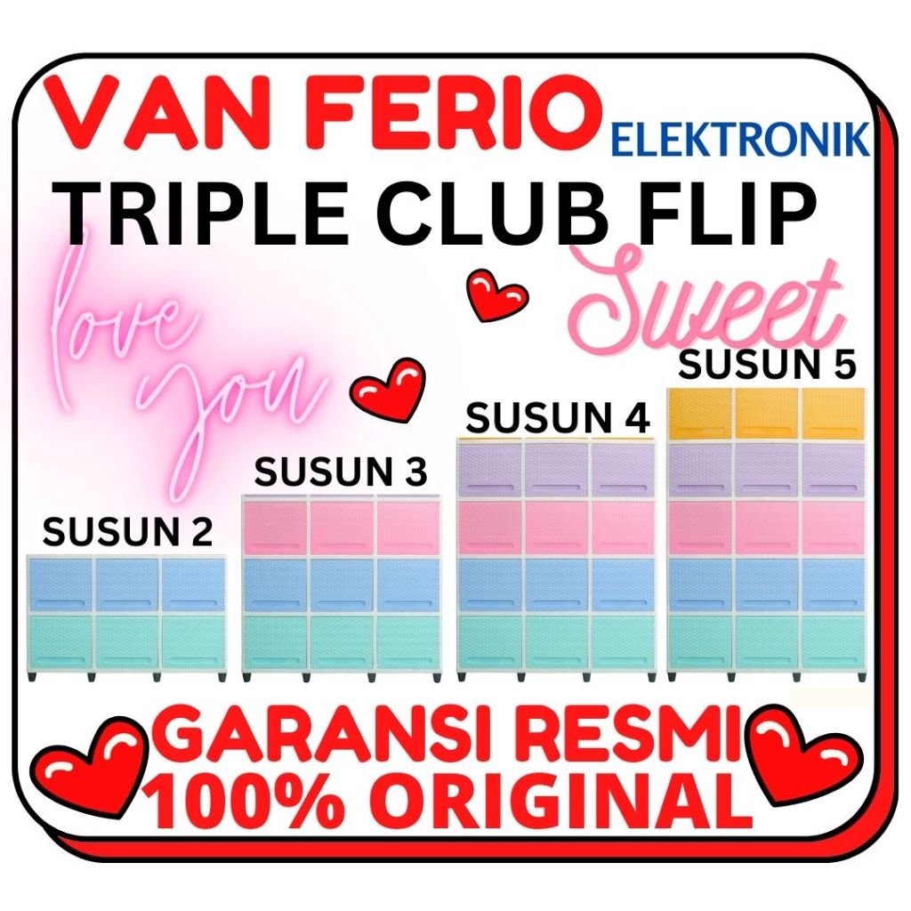 CLUB TRIPLE FLIP LEMARI PAKAIAN PLASTIK SUSUN SERBAGUNA / MEJA TV
