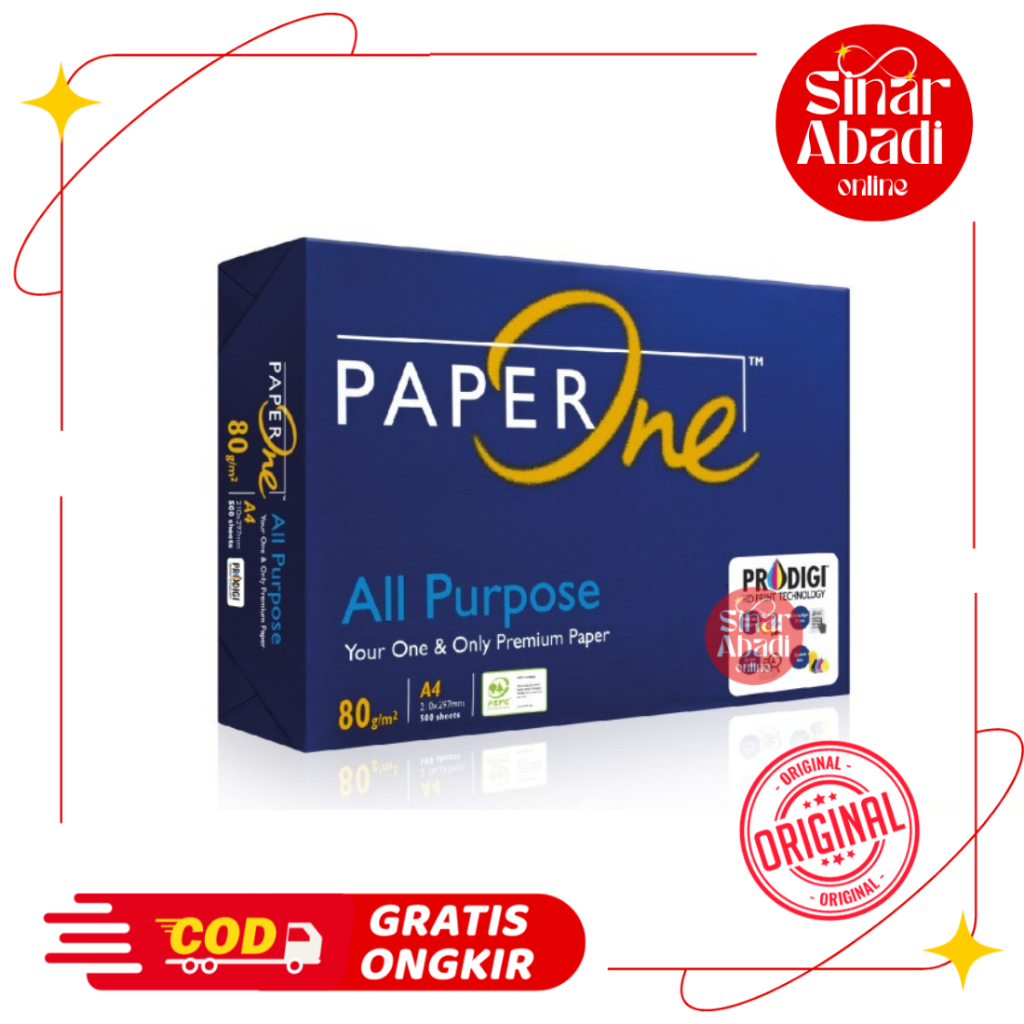 

KERTAS HVS A4 80 GSM PAPER ONE / KERTAS FOTOKOPI MURAH