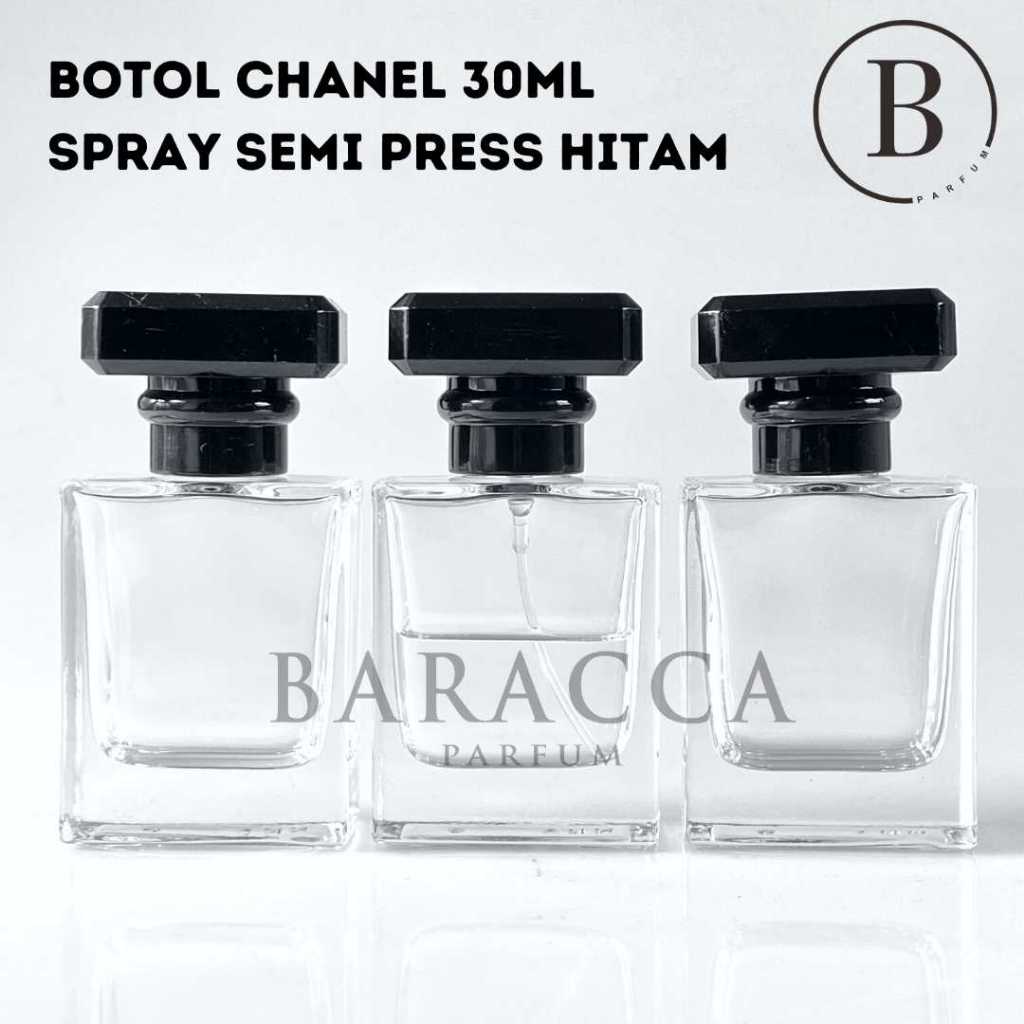 Botol Parfum Chanel 30ML Semi Press Hitam - Botol Parfum Kosong Chanel - Botol Chanel 30ML