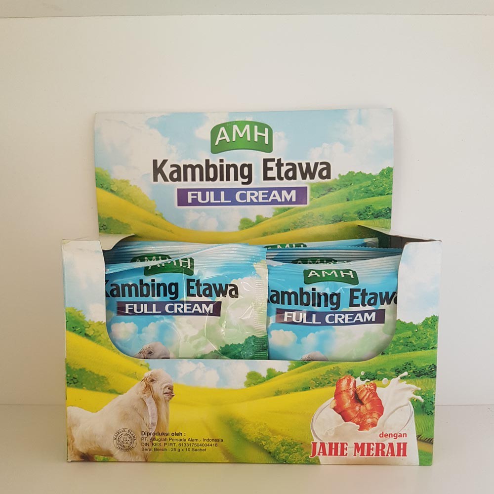 

Susu Kambing Etawa Full Cream Plus Jahe Merah AMH ORIGINAL Per Box Isi 10 Sachet