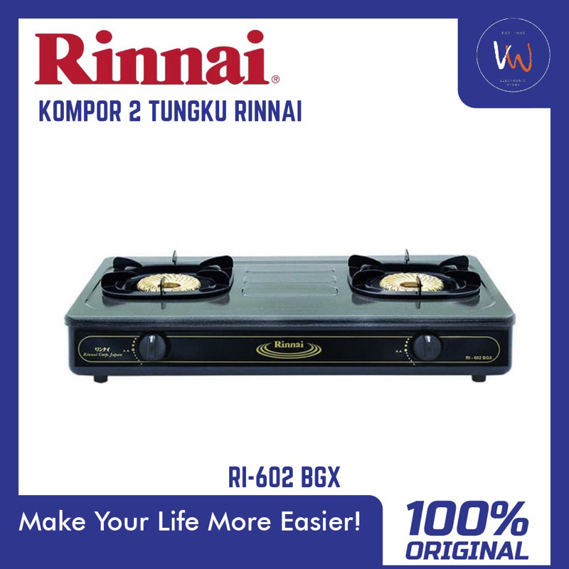 Kompor 2 Tungku Rinnai RI-602 BGX / Kompor 2 Tungku Ceflon