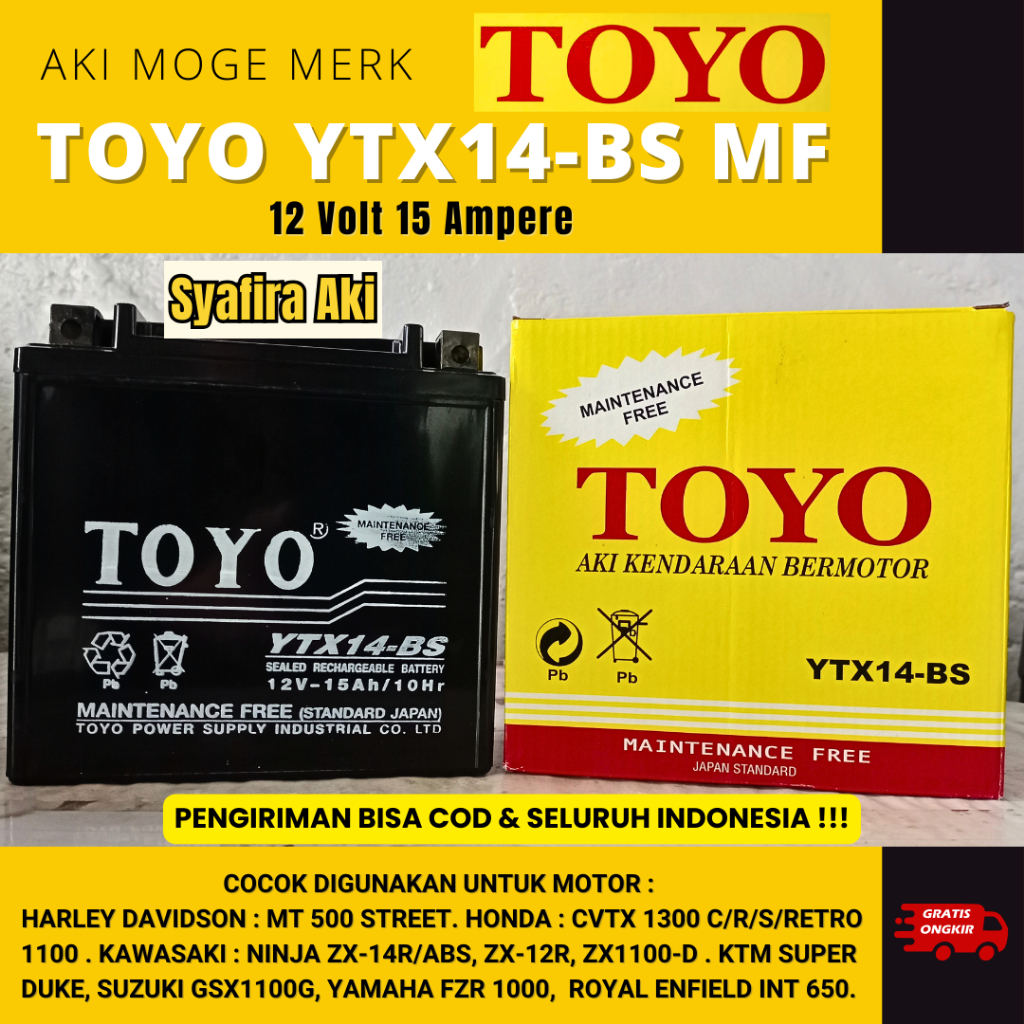 YTX14-BS Kering (YTX14BS) 12V 14Ah / ETZ14R / YTX14BS arley Davidson Sportster Royal Enfield