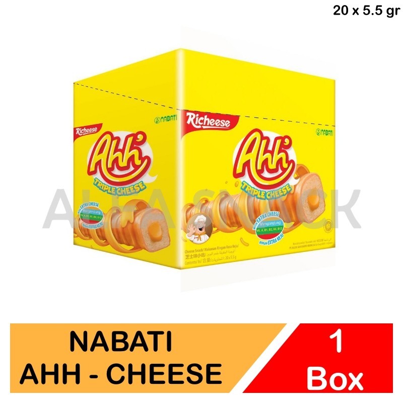 

Nabati Ahh Richeese Keju Cheese dan Richoco Cokelat Kemasan Box (20 pcs x 6 gram)