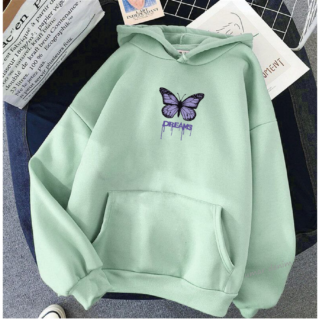 Kupu Kupu Sweater Hoodie Motif Viral Dream Butterfly Hoodie Jacket Pria Wanita Aesthetic
