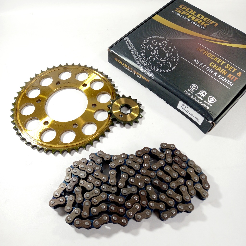 GEAR PAKET R15 428H-132L 15T/47T GOLDEN SPARK GIR SET R 15 GIR PAKET R-15