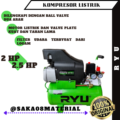 JUAL AIR COMPRESSOR 50 LITER 35 LITER 2HP RCP200-1 2.5HP RCP250-1 RYU ORIGINAL TERBARU / KOMPRESOR U