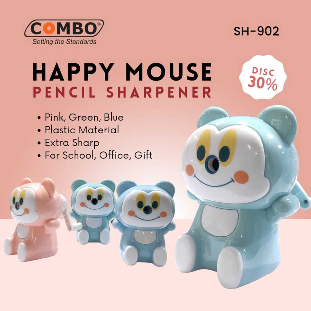 

Serutan Pensil Putar / Rautan Meja Putar / Auto Pencil Sharpener SH-902 / Serutan Pensil Happy Mouse / Serutan Lucu