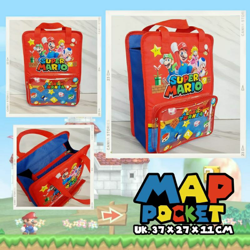 MAP POCKET CUSTOM NAMA ANAK Tas Les Anak Sekolah FOLDER DATA BAG PRINT GOODIE BAG ULTAH SOUVENIR