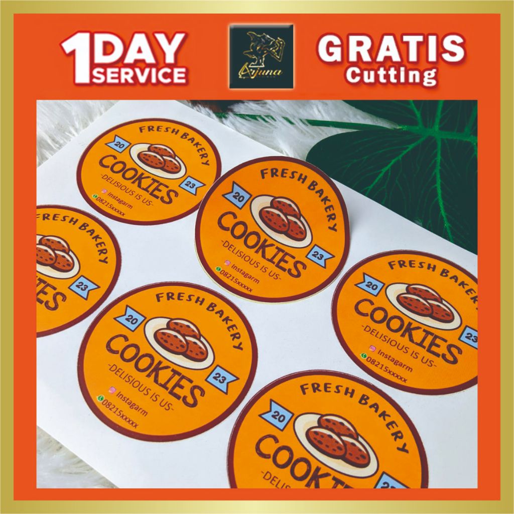 

Stiker Label Kue Bulat Custom Sticker Snack Kue Lebaran Toples