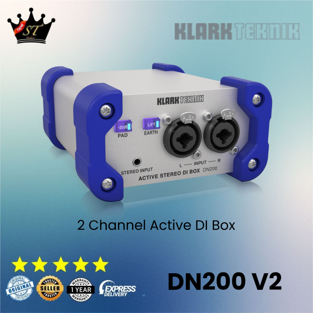 Klark Teknik DN200 DN-200 Active DI Box Direct Box Aktif Stereo 2 Channel
