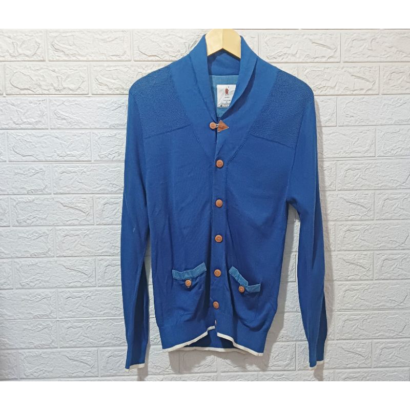 mind bridge - atasan cardigan outer wanita lengan panjang biru