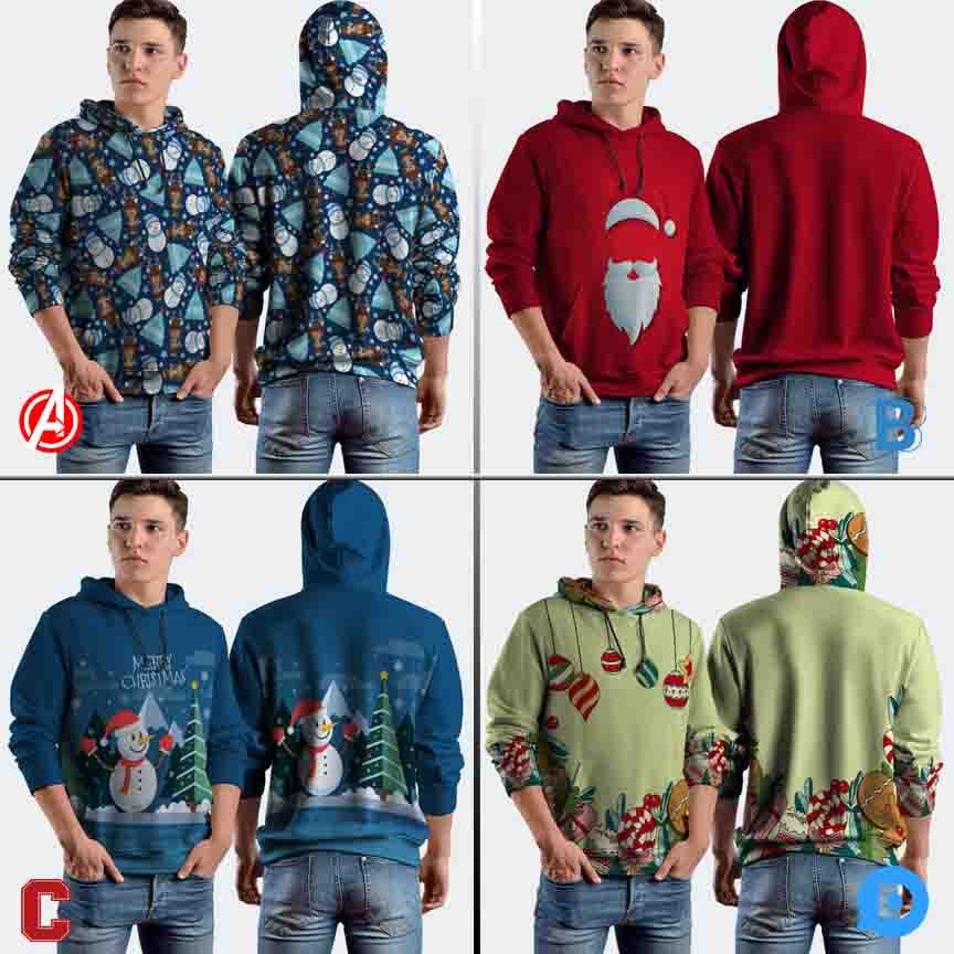 Jaket Hoodie Merry Christmas Hoodie Jumper Fullprint Casual Pullover Hoodie Full Print New Casual Un
