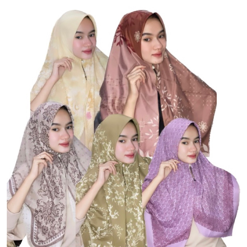 Kerudung zipper segiempat sleting bahan voal oscara
