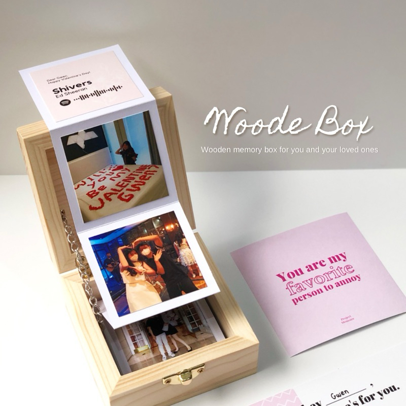 WOODE Box | Kotak Foto Kayu/Wooden Memory Photo Box Custom/Hadiah Foto