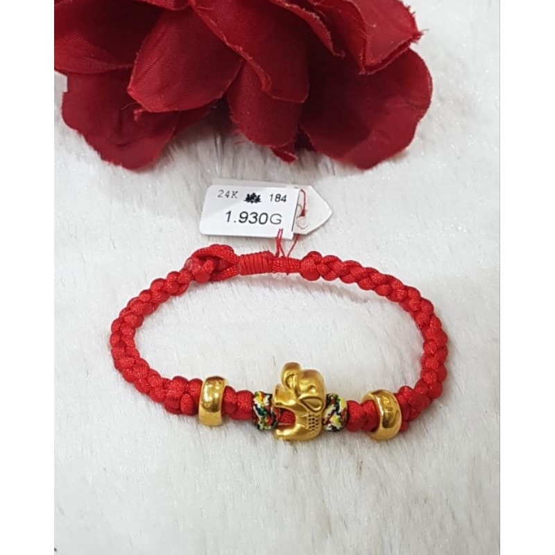 Gelang emas 24k gajah 2 bola