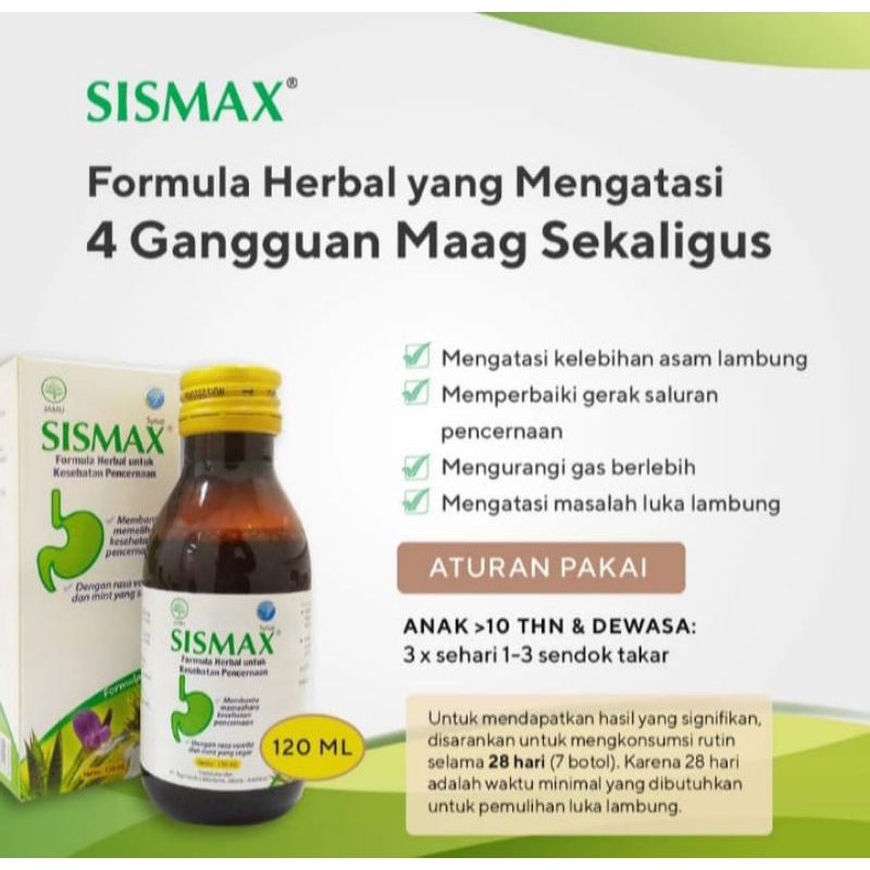 obat Maag herbal Sismax. formula herbal 60ml . 120ml