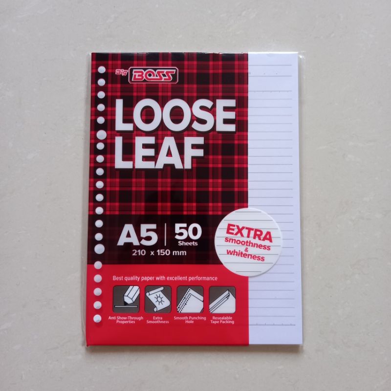 

[ ISI 50 LEMBAR ] Kertas Binder File Bergaris Big Boss Loose Leaf A5 - 50 Sheets