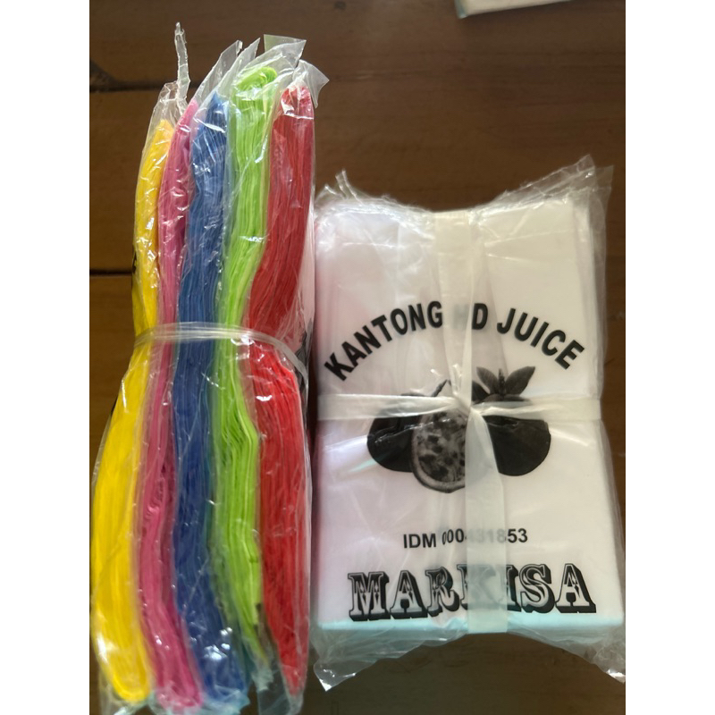 kantong HD juice/kresek jus warna dan bening isi 50 lbr merk markisa/ plastik jus 1 gelas