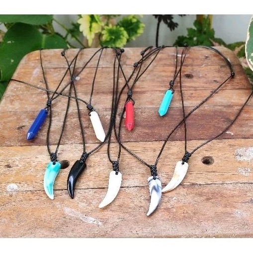 COD Kalung Pendant, Kalung Resin, Kalung Black Jade Pendant Taring, Kalung Pria, Kalung Wanita, Kalu