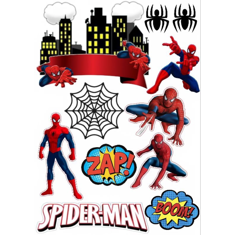[1 SET] TOPPER CAKE KARAKTER TEBAL PREMIUM SPIDERMAN UNTUK KUE TUMPENG SNACK TOWER SNACK MADING