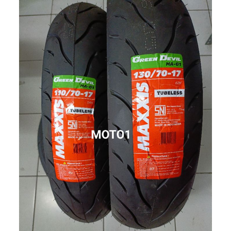 Paket  Ban Maxxis Green Devil 110/70-17 Dan 130/70-17 - Tubeless