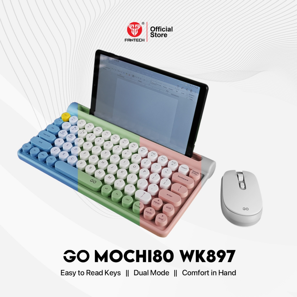 Fantech Life Keyboard & Mouse Wireless GO MOCHI 80/65 Combo Set WK896/WK897 Bluetooth Dual Mode, Des