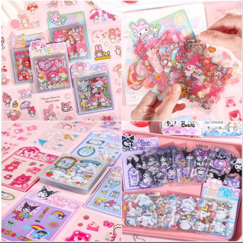 

kawaii sanrio sticker cartoon lotso pvc tempelan stiker imut kuromi