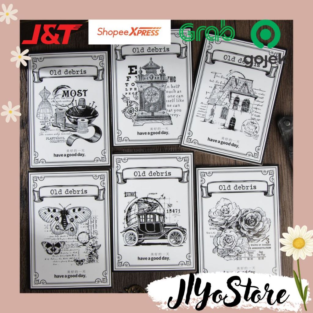 

20pcs Stiker Label Sticker Bujo Journal Jurnal Scrapbook Planner Hitam Putih Retro Aesthetic