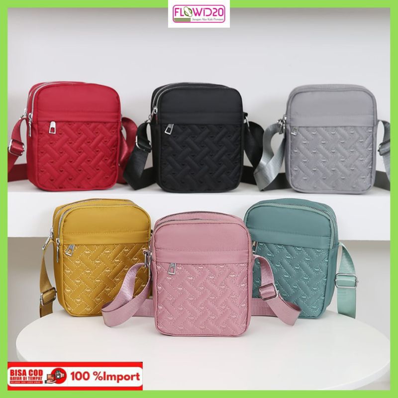 Flowid20 - Tas import selempang kecil hp nilon parasut waterproof tas kosmetik selempang wanita TAS 