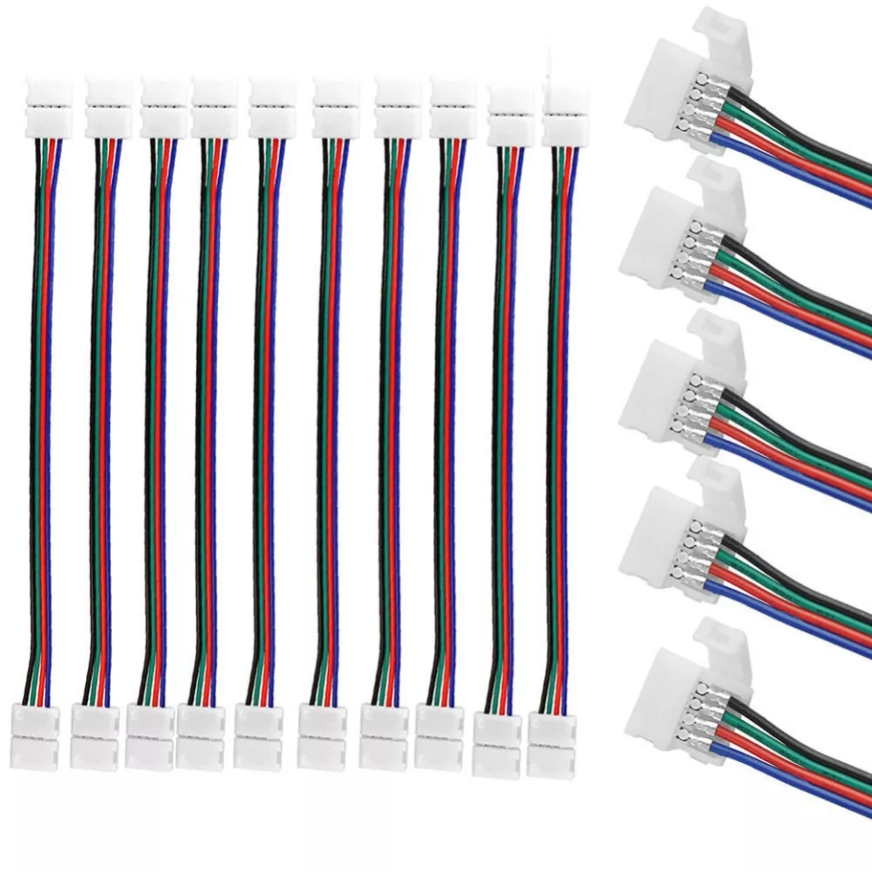 KABEL JEPIT 2 ARAH KONEKTOR LAMPU LED STRIP 4 PIN 8MM 5050 3528 15CM SAMBUNGAN KLIP