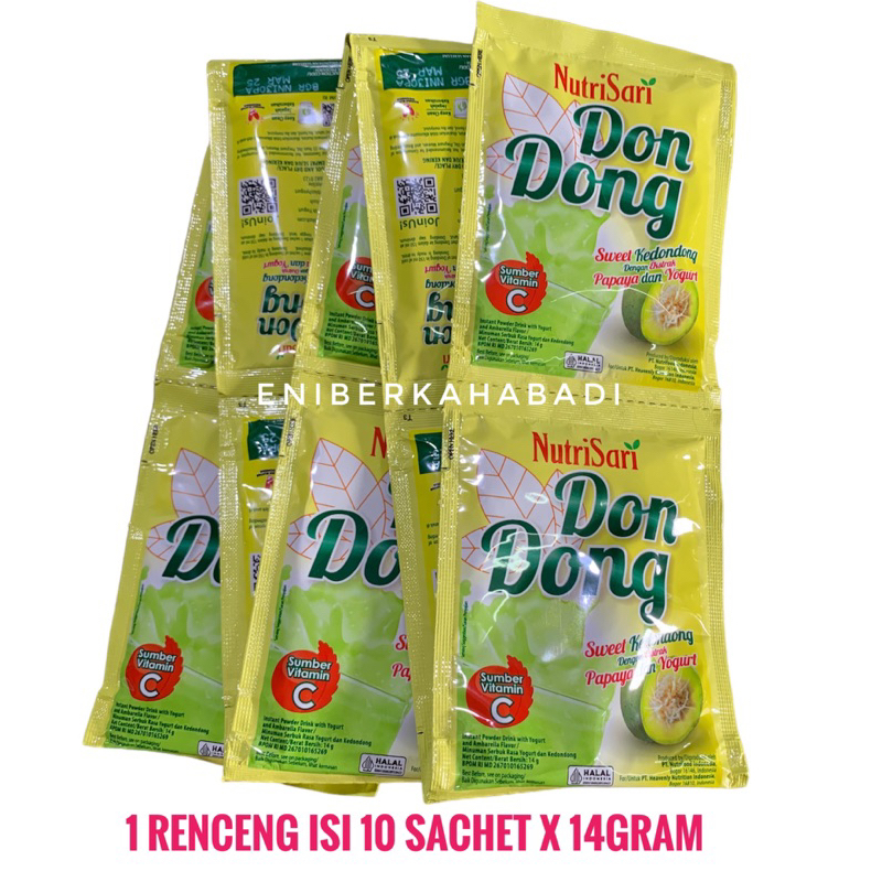 

Nutrisari Don Dong 1 renceng isi 10 sachet x 14 gram exp dare Maret 2025