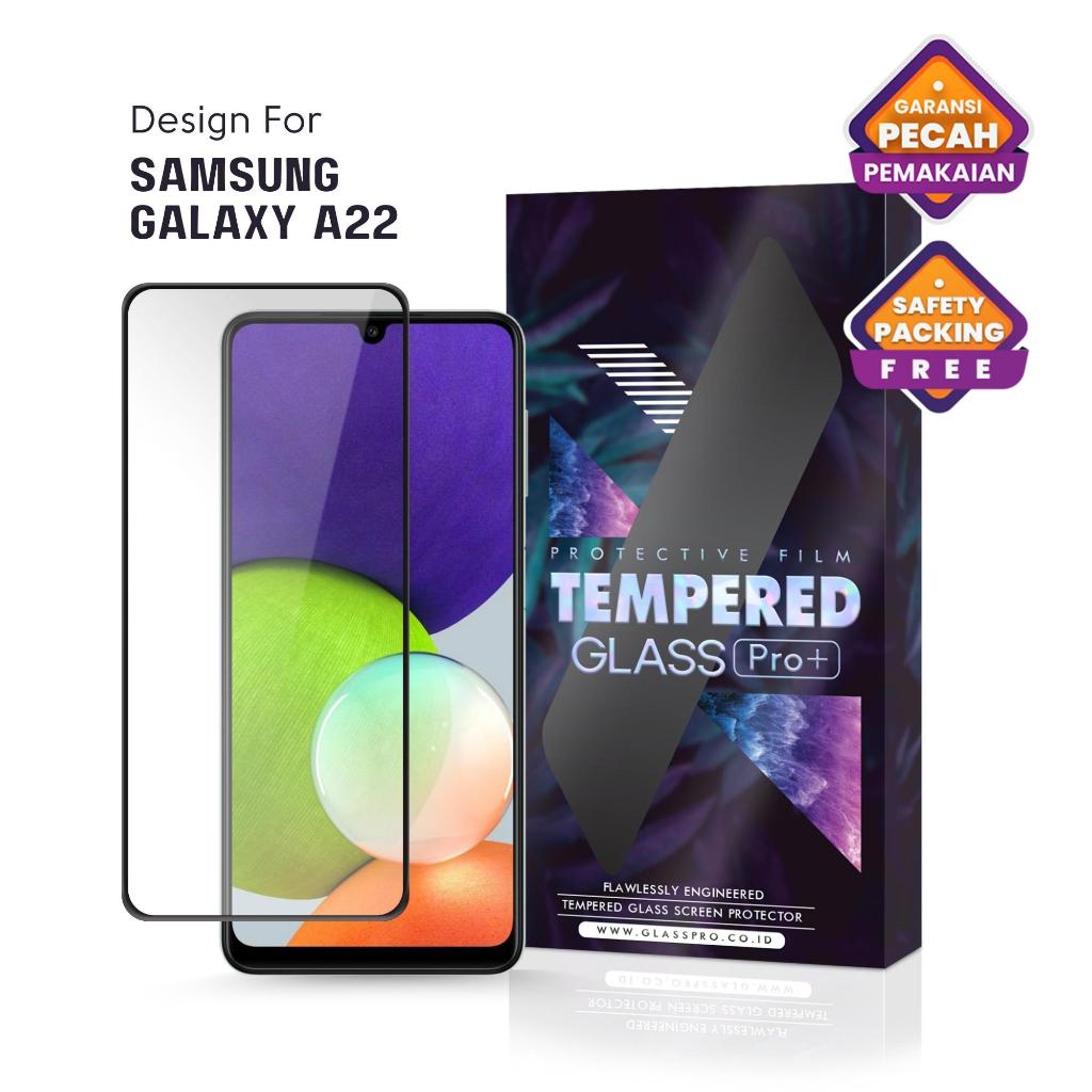 Glass Pro Tempered Glass Samsung A22 Full Cover - Premium