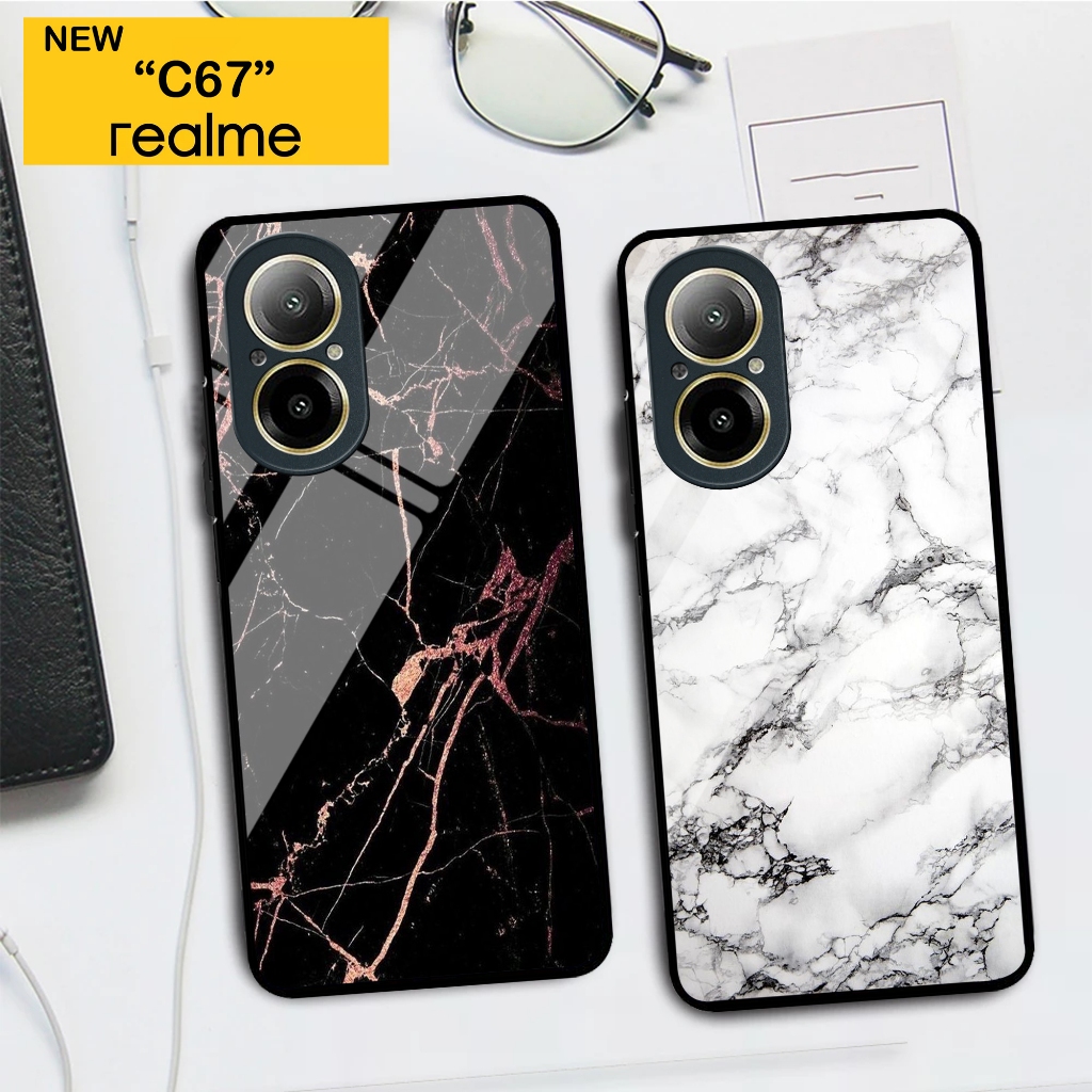 Softcase Glass Realme C67 [15] Case Marble Realme C67 - Pelindung Handphone Realme C67- Casing Glass