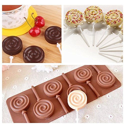Cetakan silikon coklat permen lolipop bulat bundar spiral