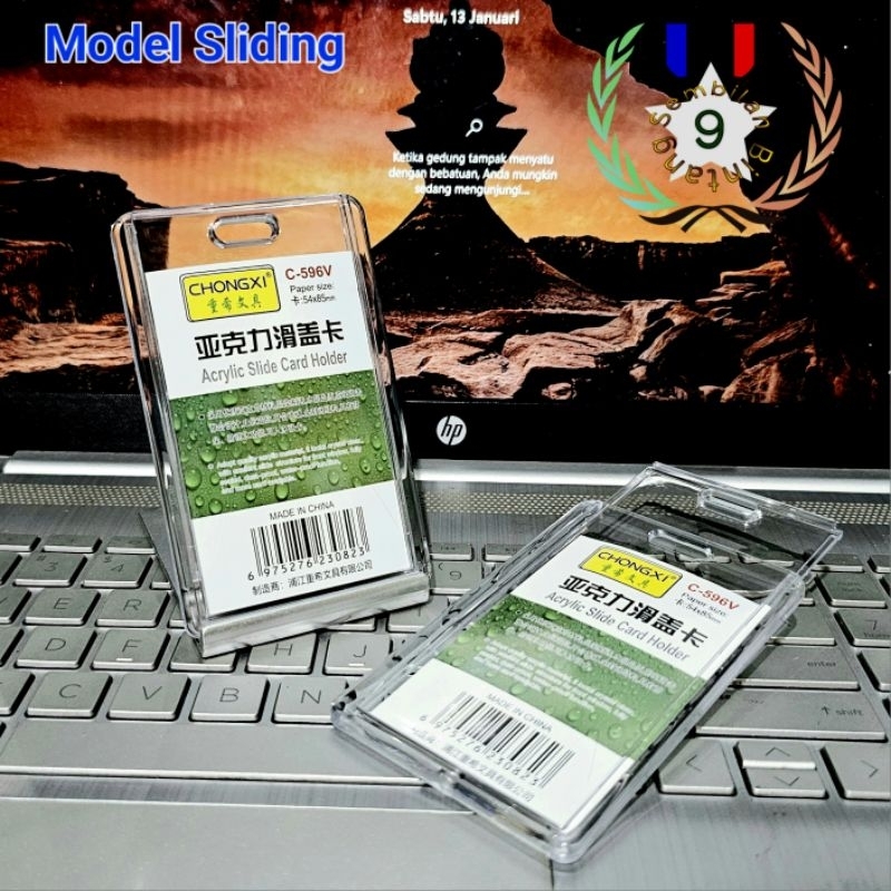 

Tempat Kartu Id Card Akrilik Sliding Bening Transparan 2 Sisi Holder Id Card Akrilik Sleding