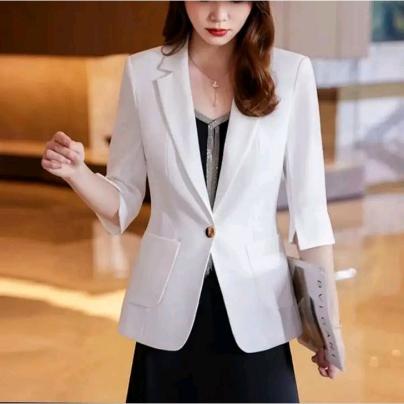 Jas ful putih blazer wanita/Jas kantor/Blazer perempuan/Jas Korea