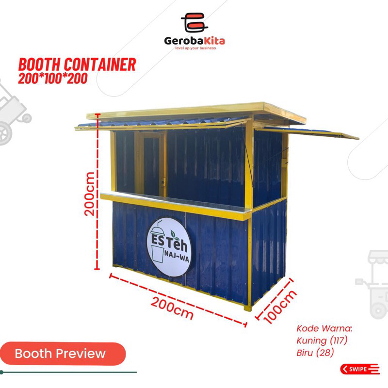 Booth Container 200x100x200 Custom Kanopi Lipat