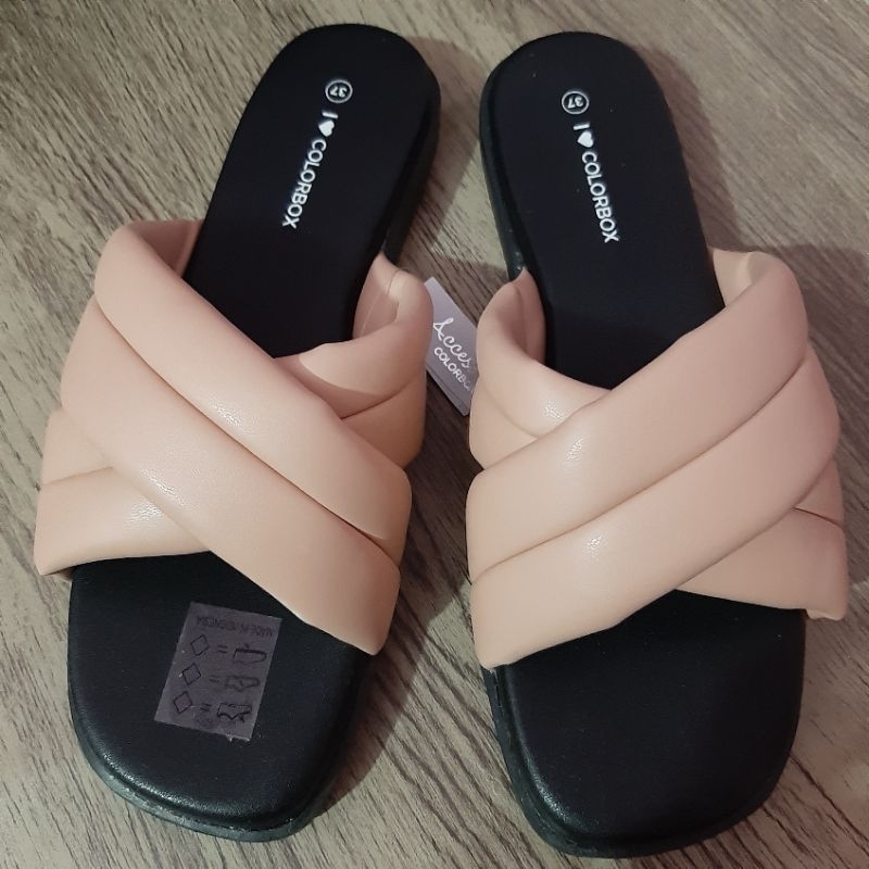 [Original] Colorbox Puffy Criss Cross Sandals