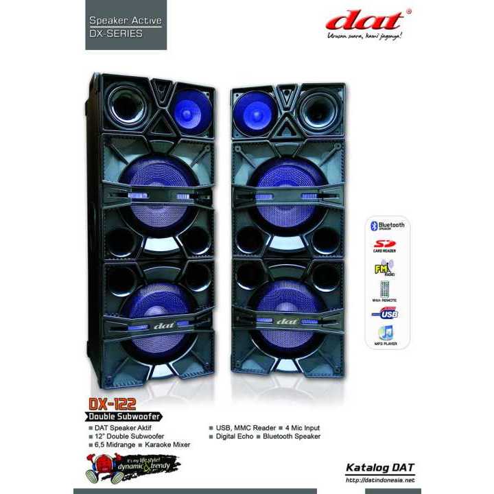 Speaker Active DAT DX-122 12 inchi Double Subwoofer Speaker Bluetooth Speaker super Bass
