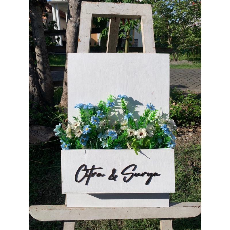 Termurah Flowers Sign Akrilik Wedding Sign Akrilik wellcome sign  Flower Box Papan nama welcome sign