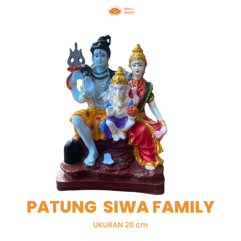 Patung Siwa Family Berwarna 20 cm - Patung Keluarga Siwa - Patung resin  - Patung Dewa Dewi - Shiva 