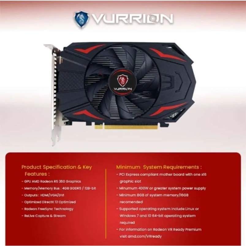 VGA CARD - VURRION R7-350 2GB-GDDR5