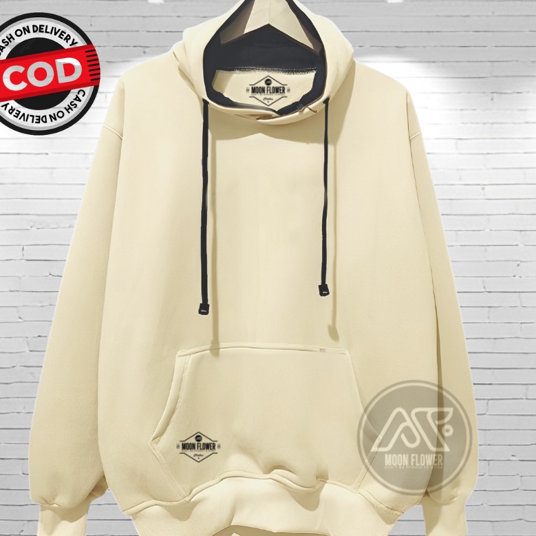 Terlaku Sweater Polos Pria Distro Warna Cream Hodie Cowok Aesthetic Hoodie Oversize Polos Brand Moon