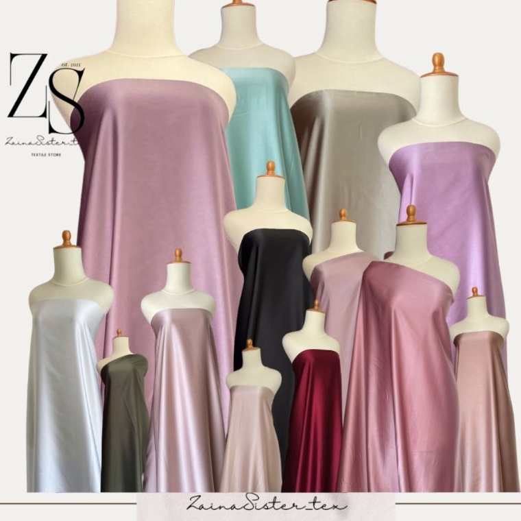 FREE ONGKIR Bahan Satin Maxmaraa Silk Lux Premium Meteran Mewah Warna Hijau Sage Green