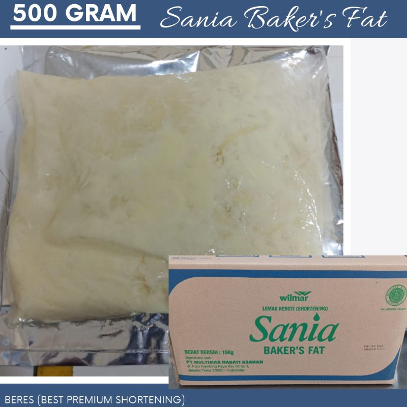 

Mentega Putih/Lemak Reroti(Shortening), 500 gram, Sania Baker's Fat, Repack.