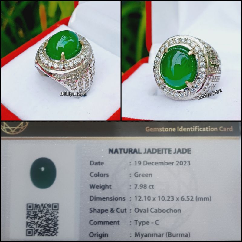 CINCIN BATU NATURAL GIOK BURMA PLUS MEMO