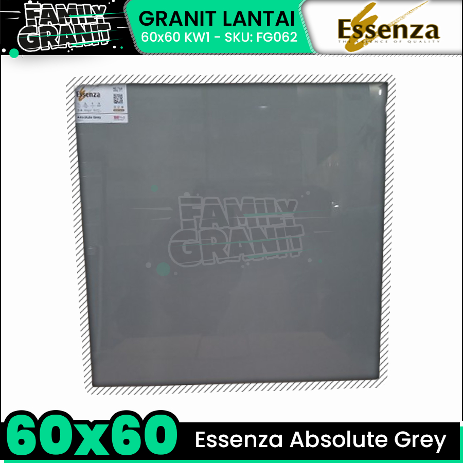 Granit Lantai 60x60 Essenza Absolute Grey / Abu abu Polos Glossy KW1