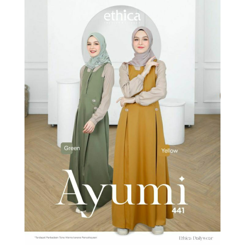 Ethica Gamis Dewasa Ayumi 441 Yellow & Green Busana Muslim Wanita