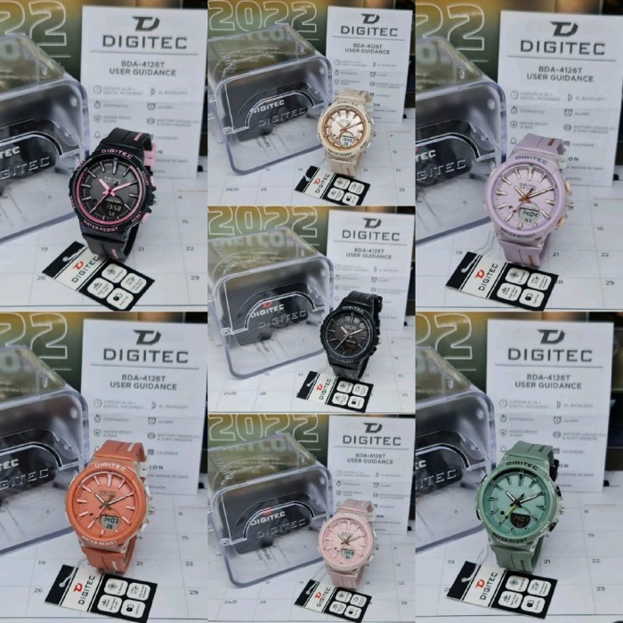 Jam tangan wanita digitec 4126 WR 10 BAR dual time